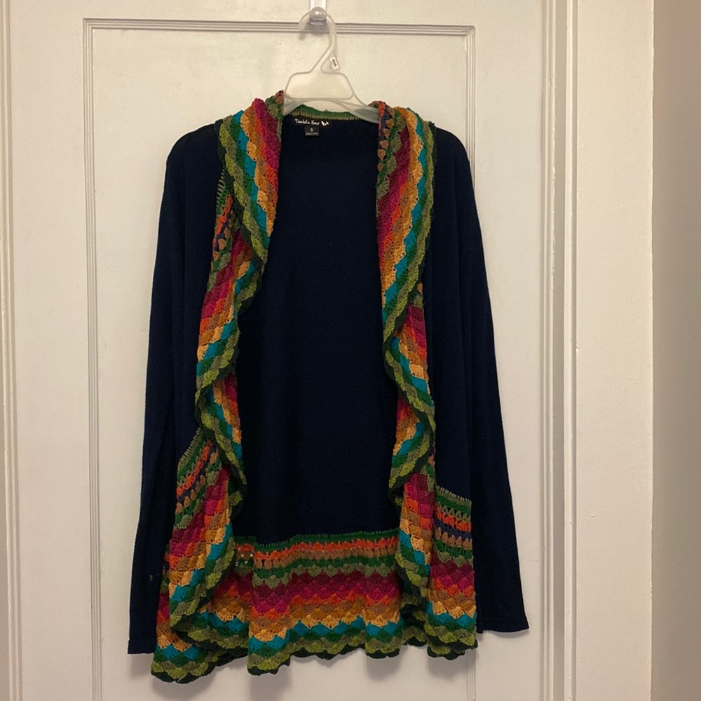 Size small “double zero” brand open sweater. Navy